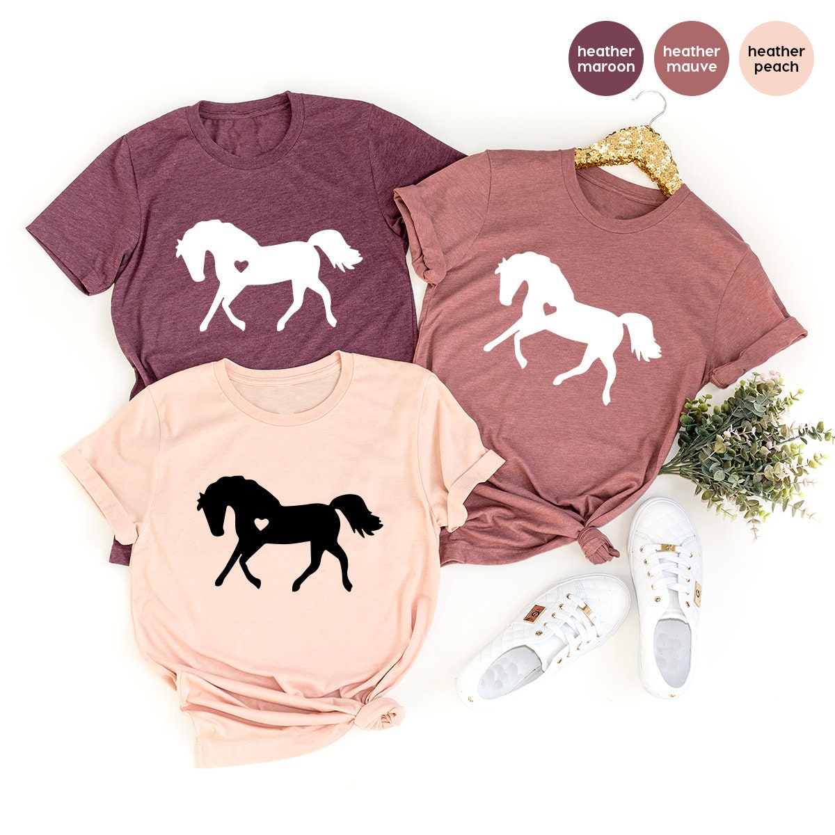 Horse Lover Shirt, With Heart Tee, T Shirts, Gift, Vet For product image 1