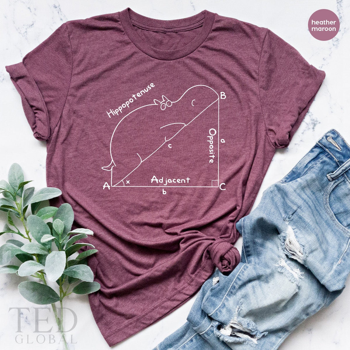 Funny Math T Shirt, Hippopotenuse T Teachers TShirt product image 5