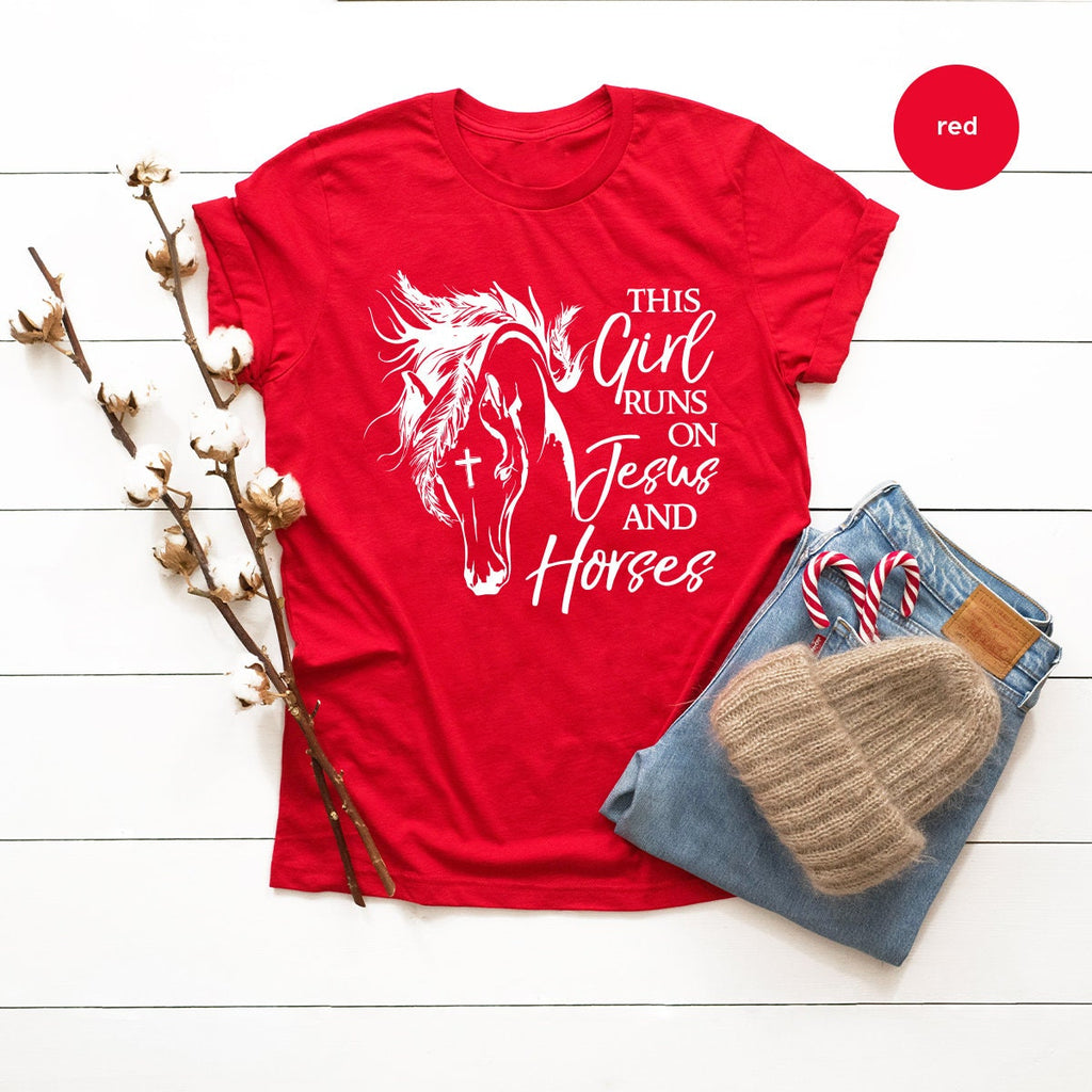This Girl Runs On Jesus And Horses Shirt, Horse Lover product image 5