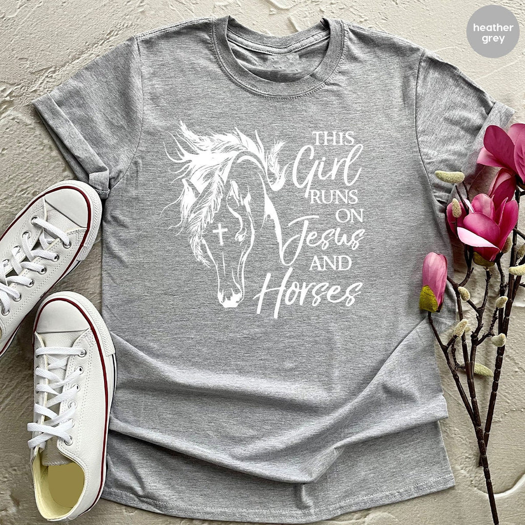 This Girl Runs On Jesus And Horses Shirt, Horse Lover product image 4