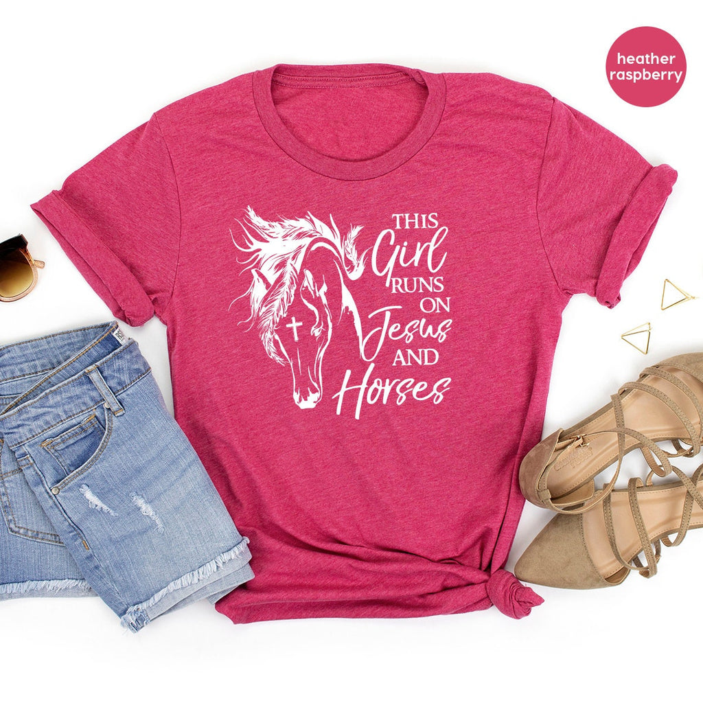 This Girl Runs On Jesus And Horses Shirt, Horse Lover product image 3
