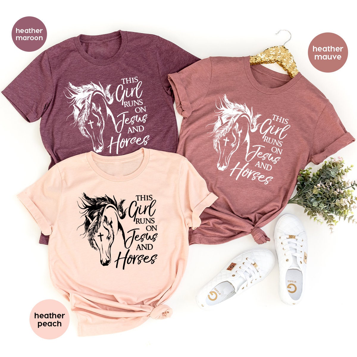 This Girl Runs On Jesus And Horses Shirt, Horse Lover product image 1