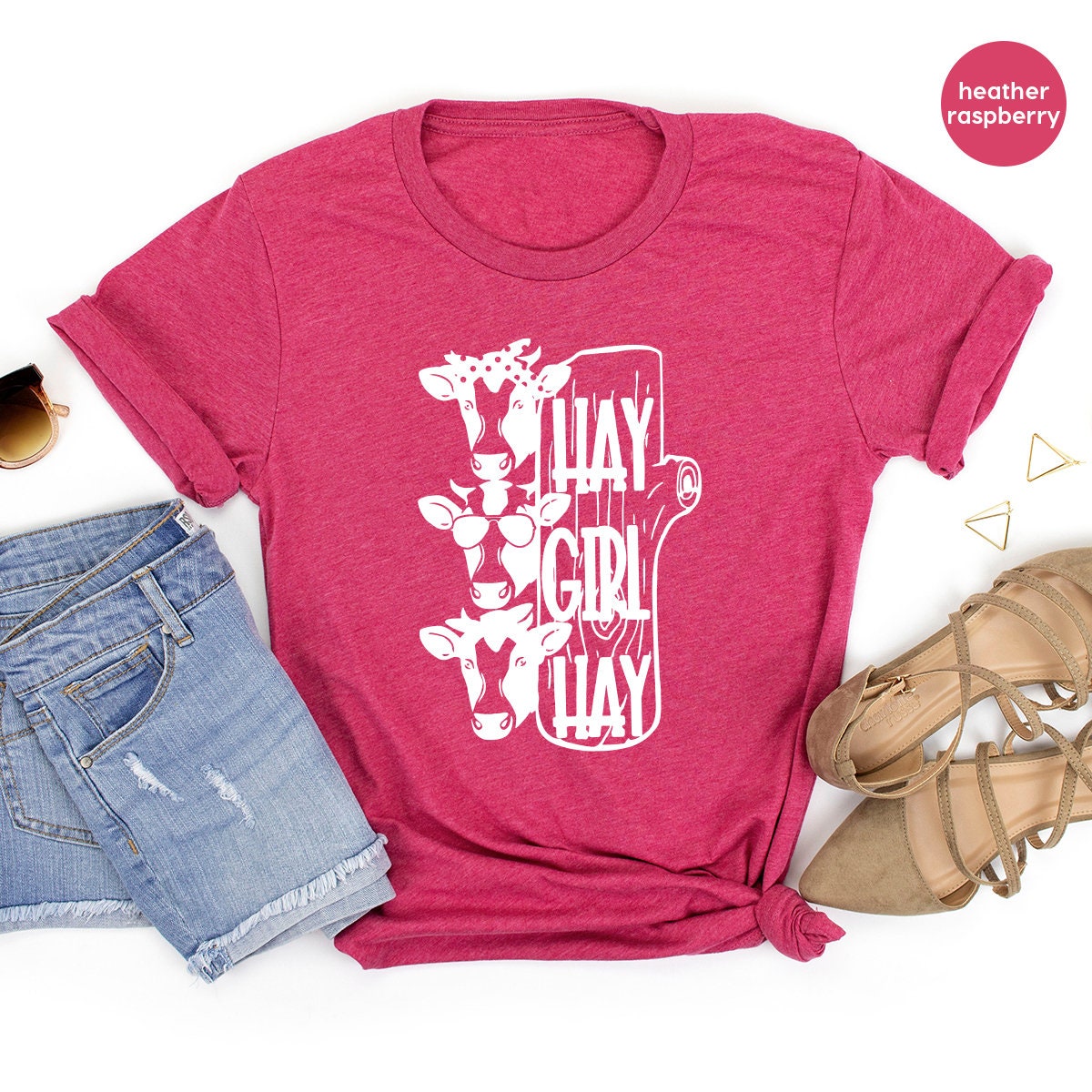 Funny Heifer T Shirt, Cow Bandana T Hay Girl Farmer Crazy T product image 4