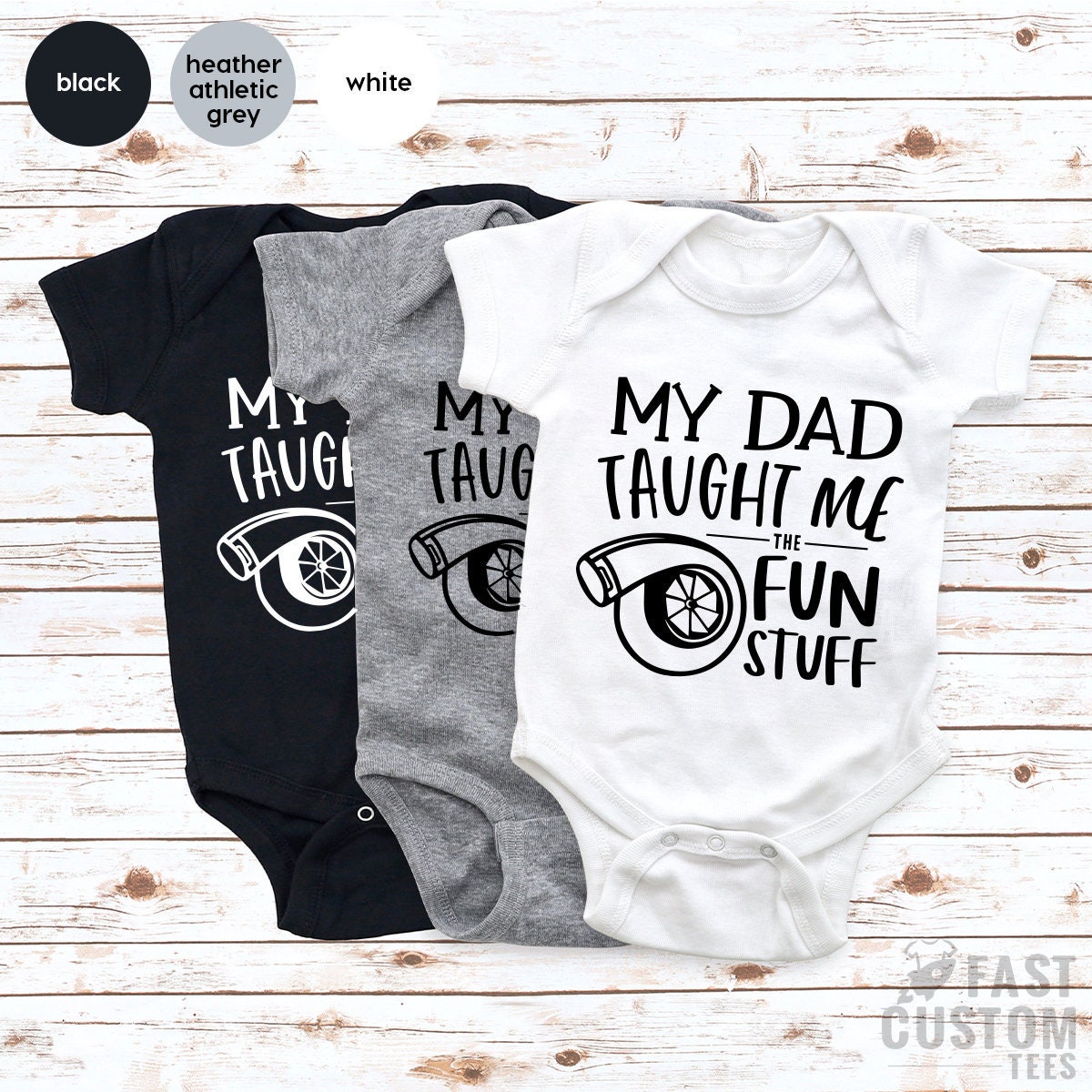 Turbo Baby Shirt, Car Bodysuit, My Dad Taught Me Fun Stuff product image 1