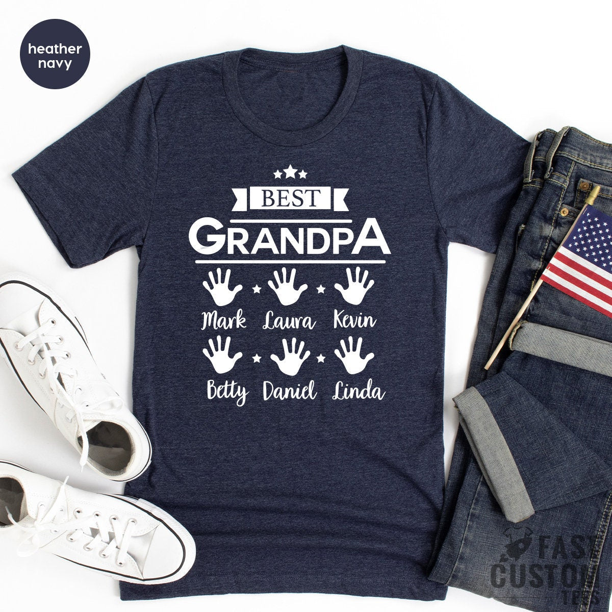 Best Grandpa Shirt, Custom Name T Personalized T-Shirt product image 3