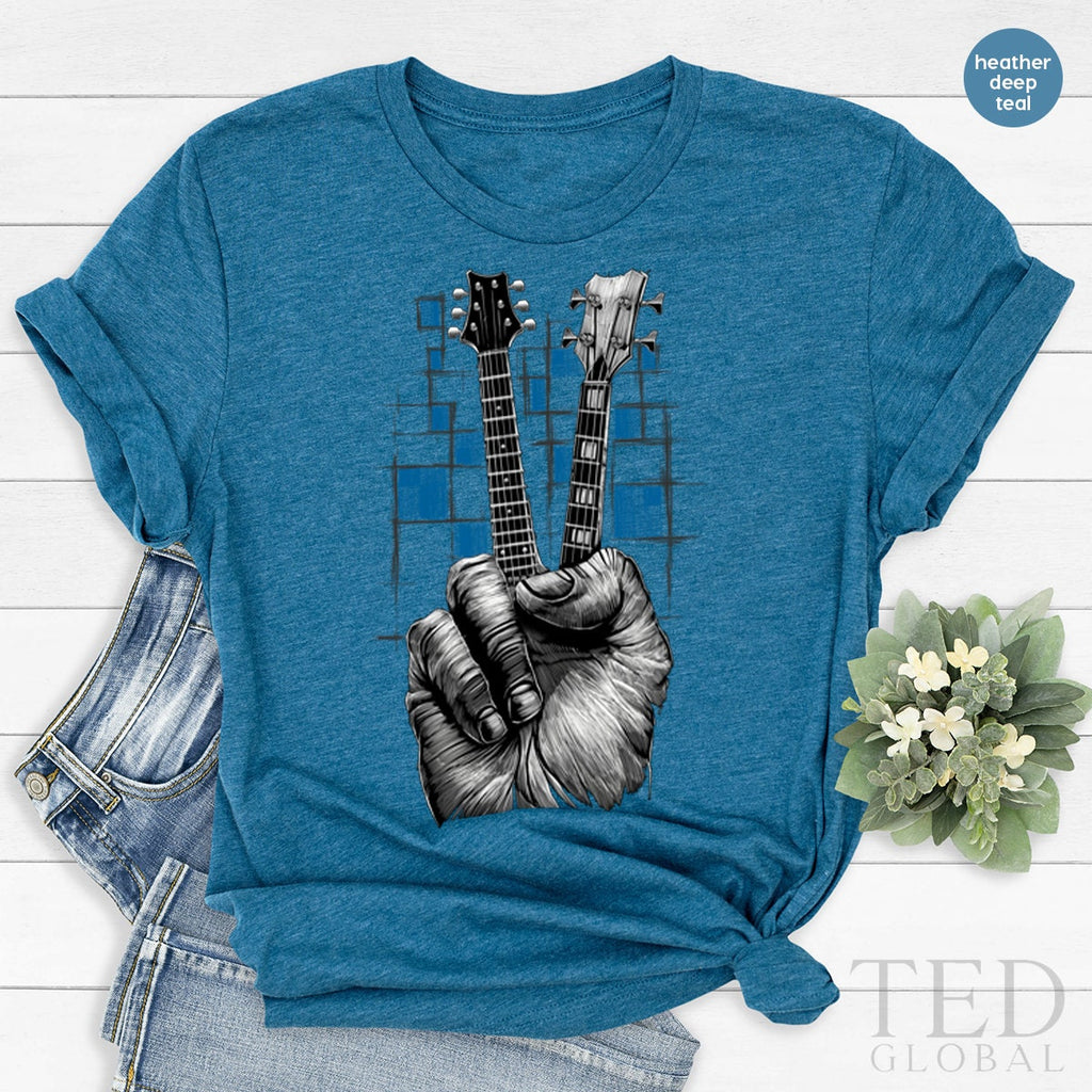 Band T Shirt, Guitarists Peace Sign Hand Guitar T Musicians product image 3