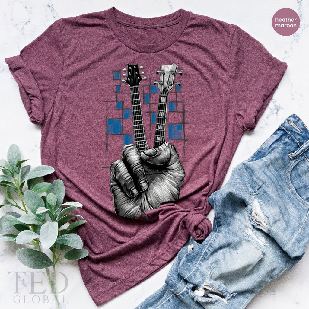 Band T Shirt, Guitarists Peace Sign Hand Guitar T Musicians product image 4