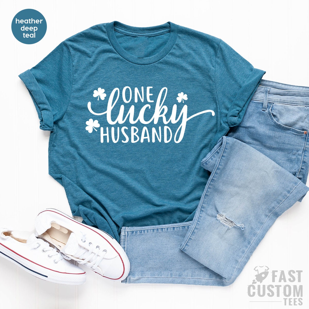 One Lucky Husband Shirt, Father's Day Valentine's Best product image 5