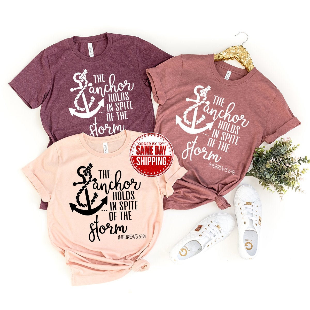 Christian T-Shirt, Hebrews 6:19 Shirt, Bible Verse Faith product image 1