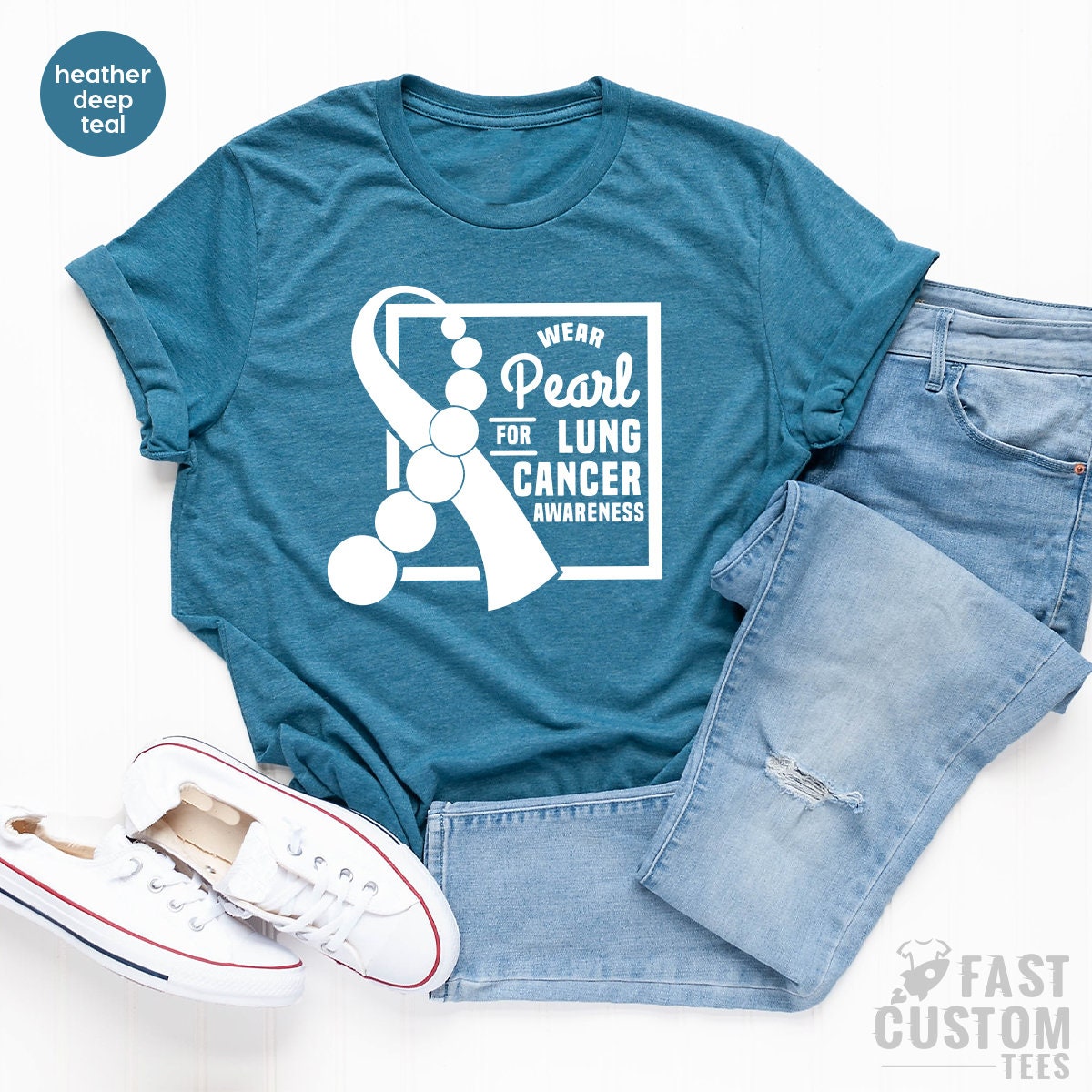 Wear Pearl For Lung Cancer, Support Shirt, T-Shirt product image 4