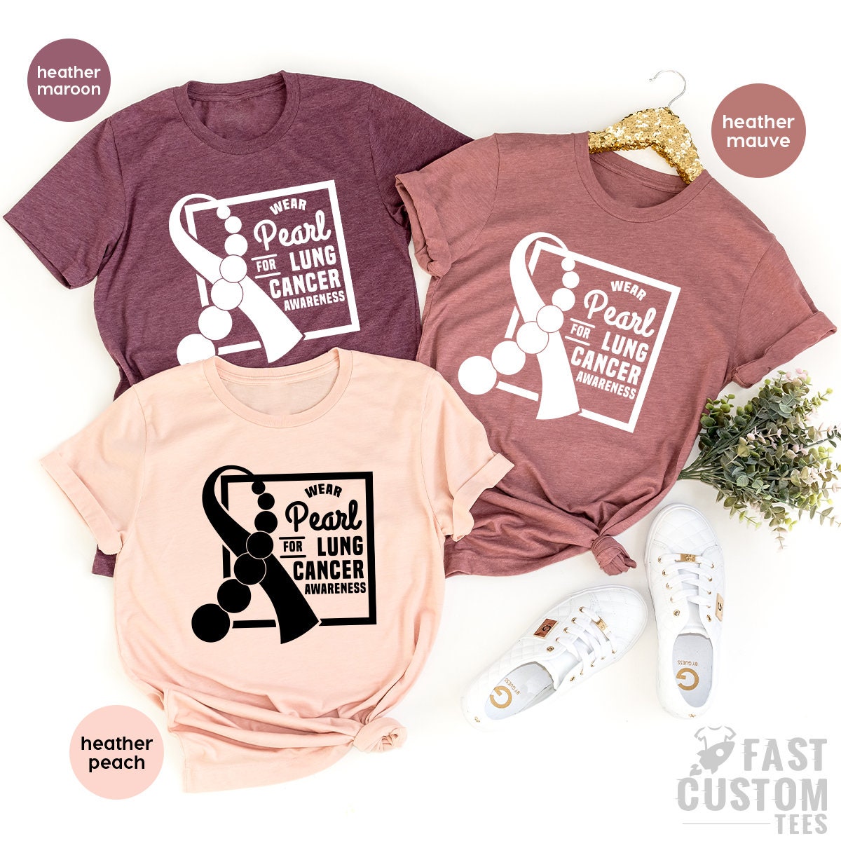 Wear Pearl For Lung Cancer, Support Shirt, T-Shirt product image 2