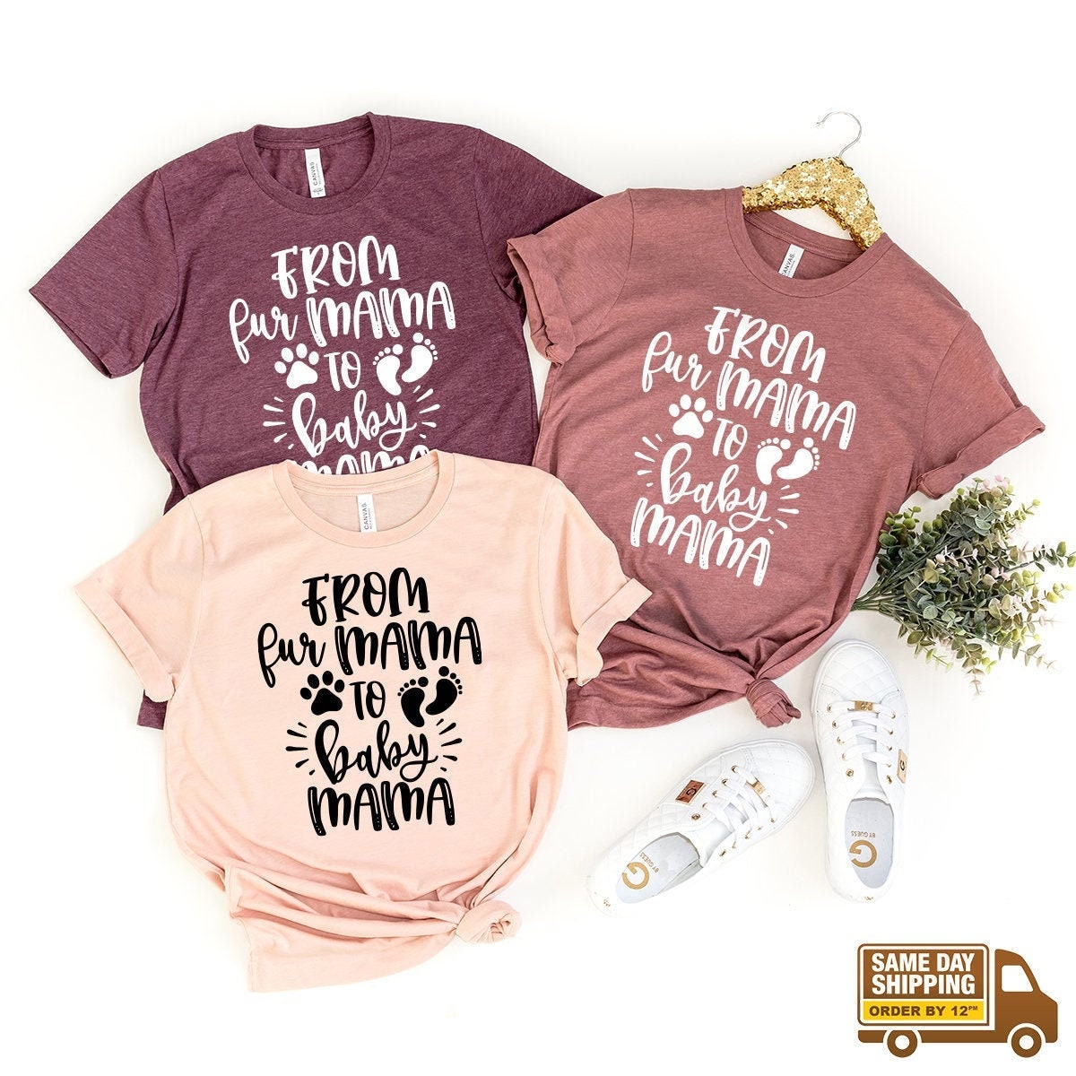 Baby Announcement Shirt, From Fur Mama To New Mom Gift, And product image 1