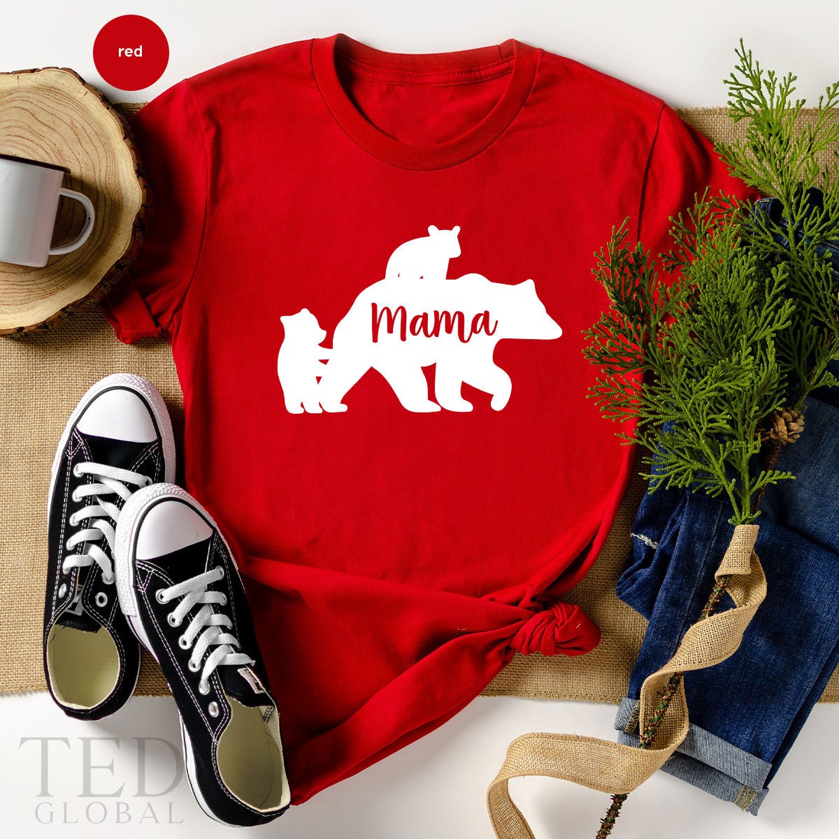 Bear Mama T Shirt, Cute TShirt, Gift For Grandma, Tee product image 1