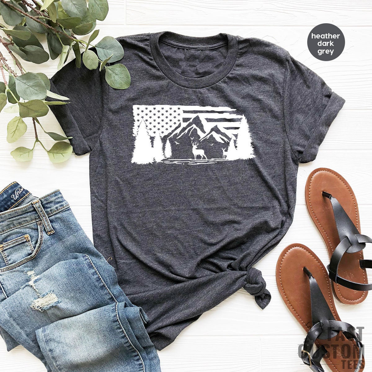 USA Mountain TShirt, Hiking T Shirt, Camp Gifts, Outdoor product image 1
