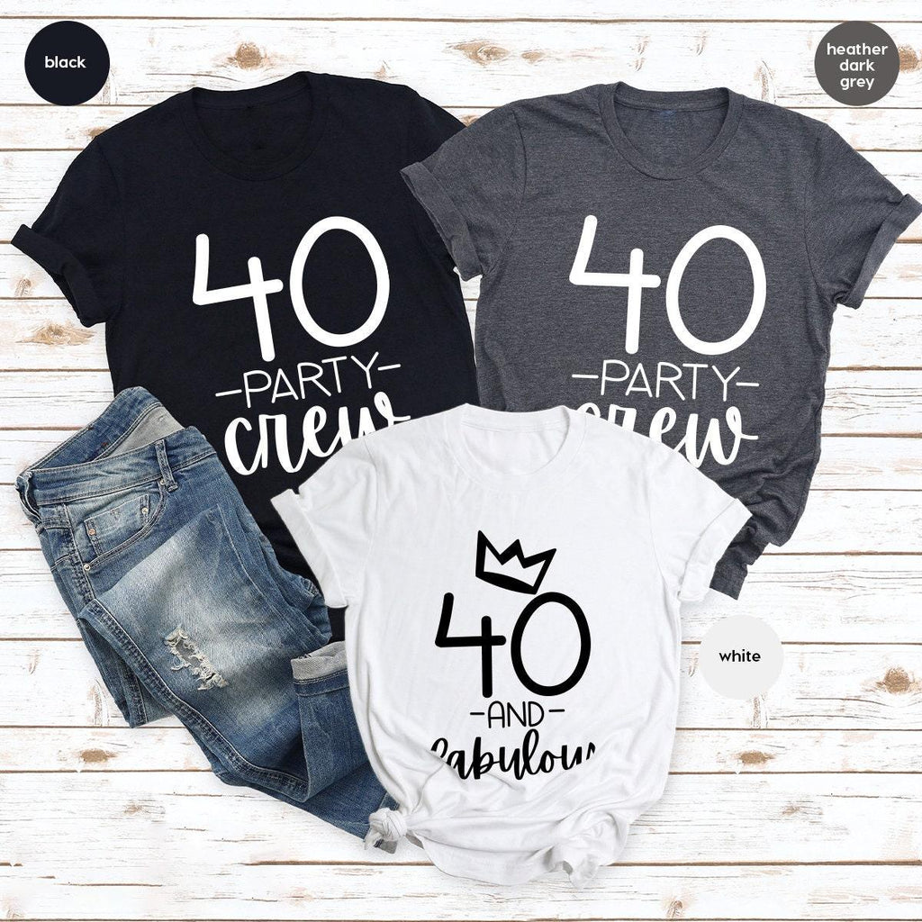 40th Birthday Shirt, Gift, Party Crew, Hello Forty T-Shirt product image 4