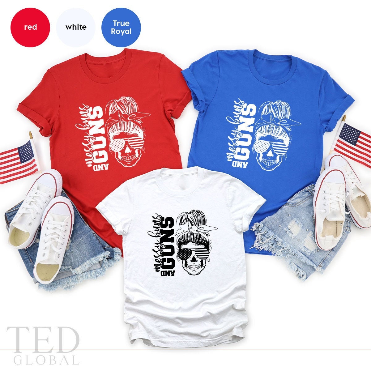 Messy Buns And Guns Shirt, Patriotic Second Amendment 4th product image 1