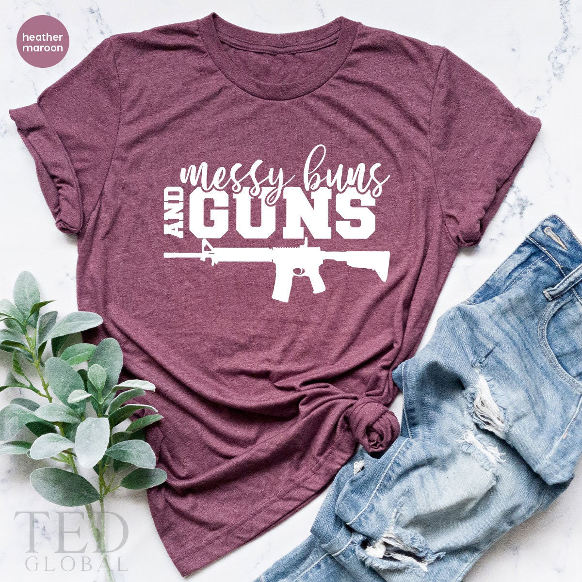Messy Buns And Guns Shirt, Patriotic 2nd Amendment Second product image 5
