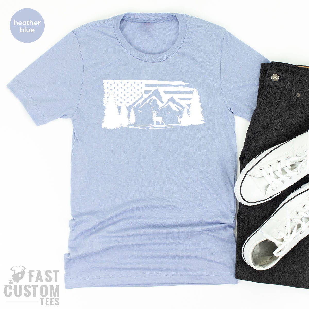 USA Mountain TShirt, Hiking T Shirt, Camp Gifts, Outdoor product image 3