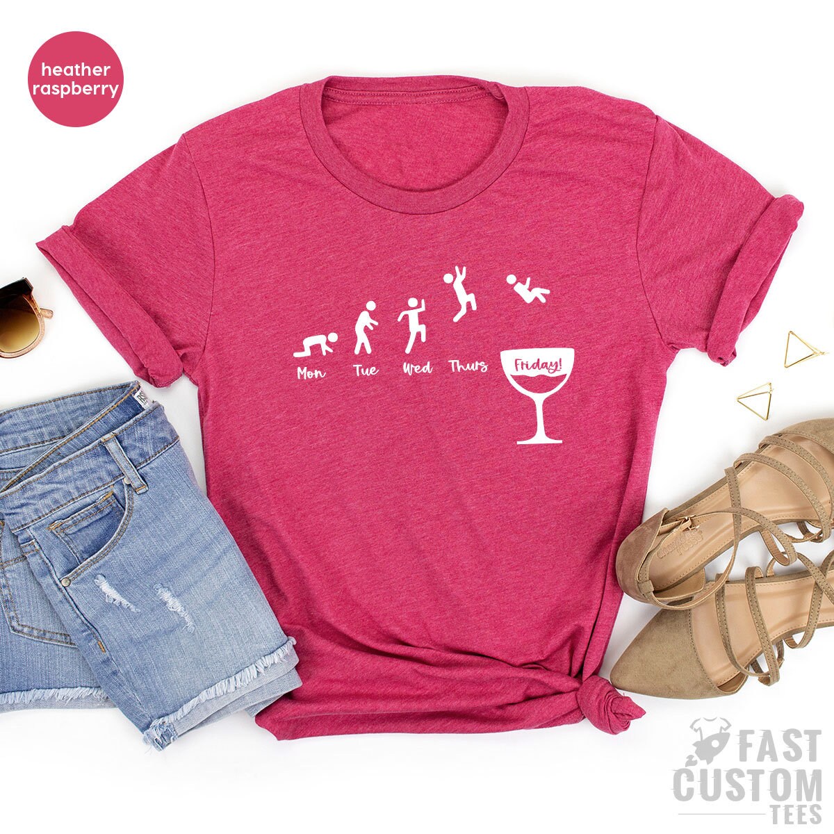 Funny Weekend Shirt, Happy Wine Lover Week Days Friday product image 5