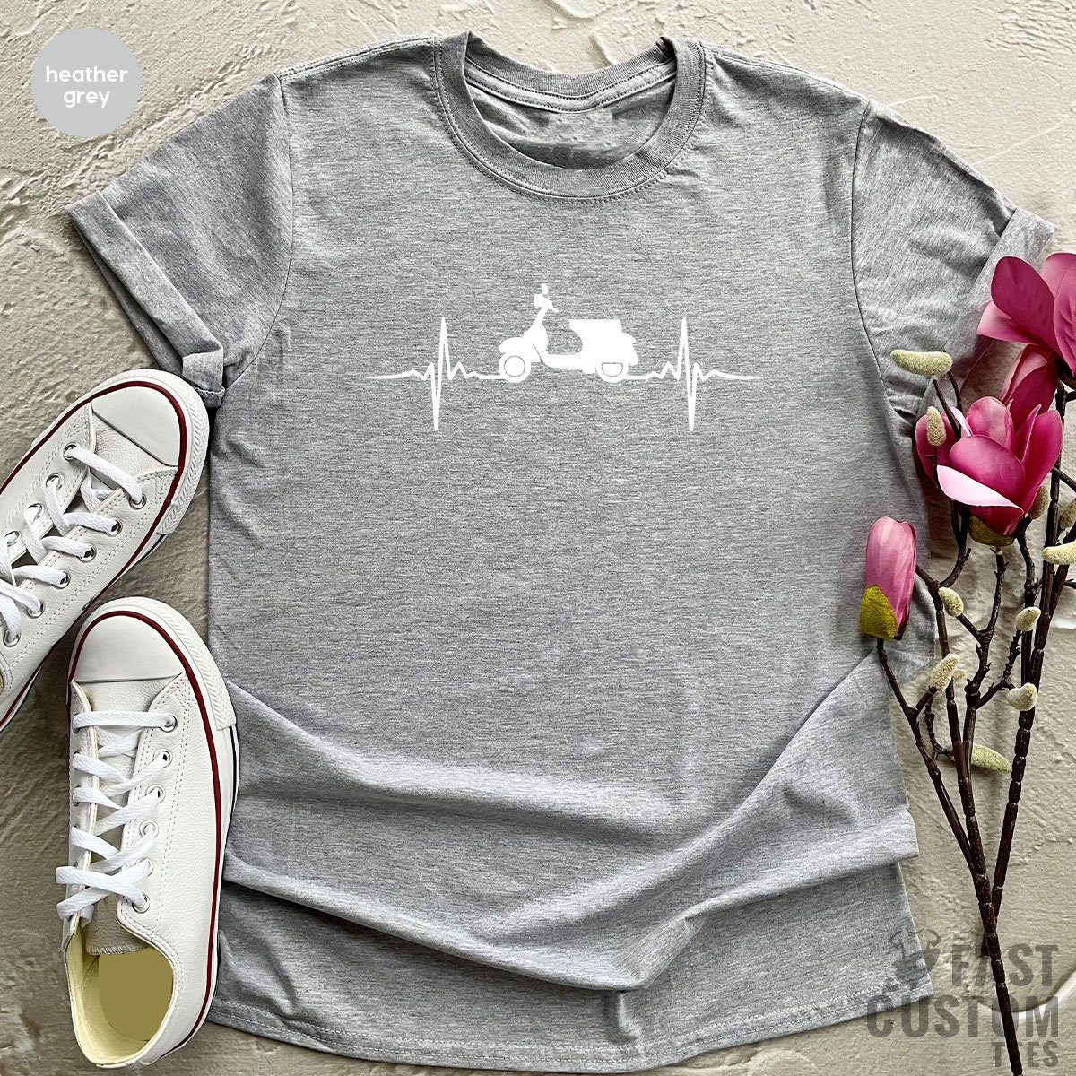Scooter Shirt, Riding Moped T Heartbeat Silhouette Retro product image 5