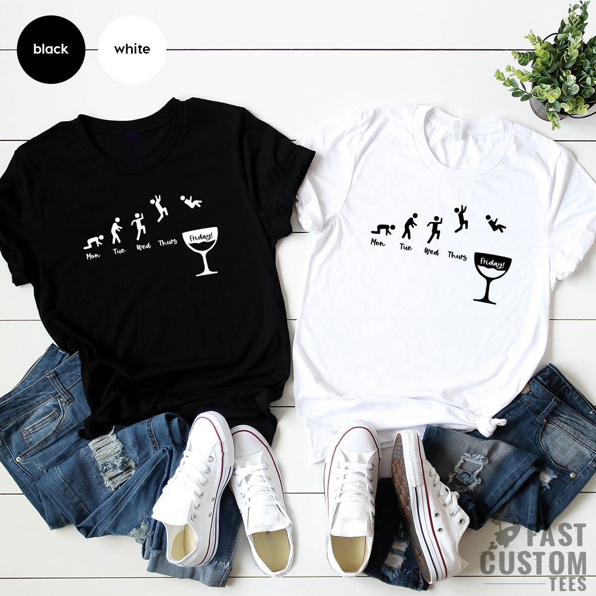 Funny Weekend Shirt, Happy Wine Lover Week Days Friday product image 2