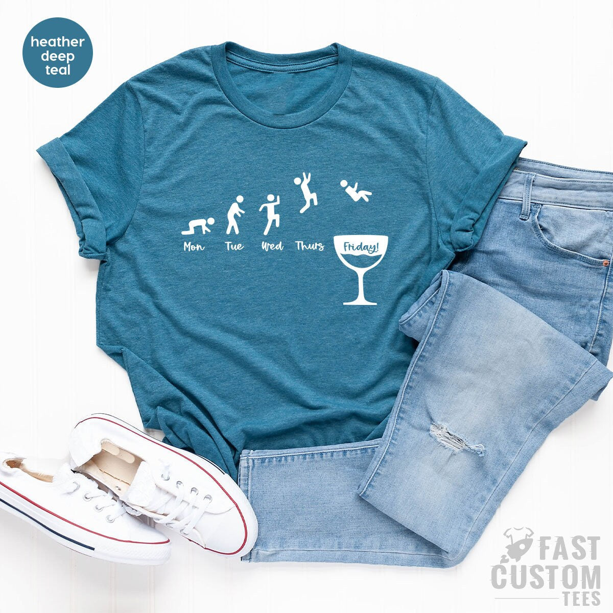 Funny Weekend Shirt, Happy Wine Lover Week Days Friday product image 4