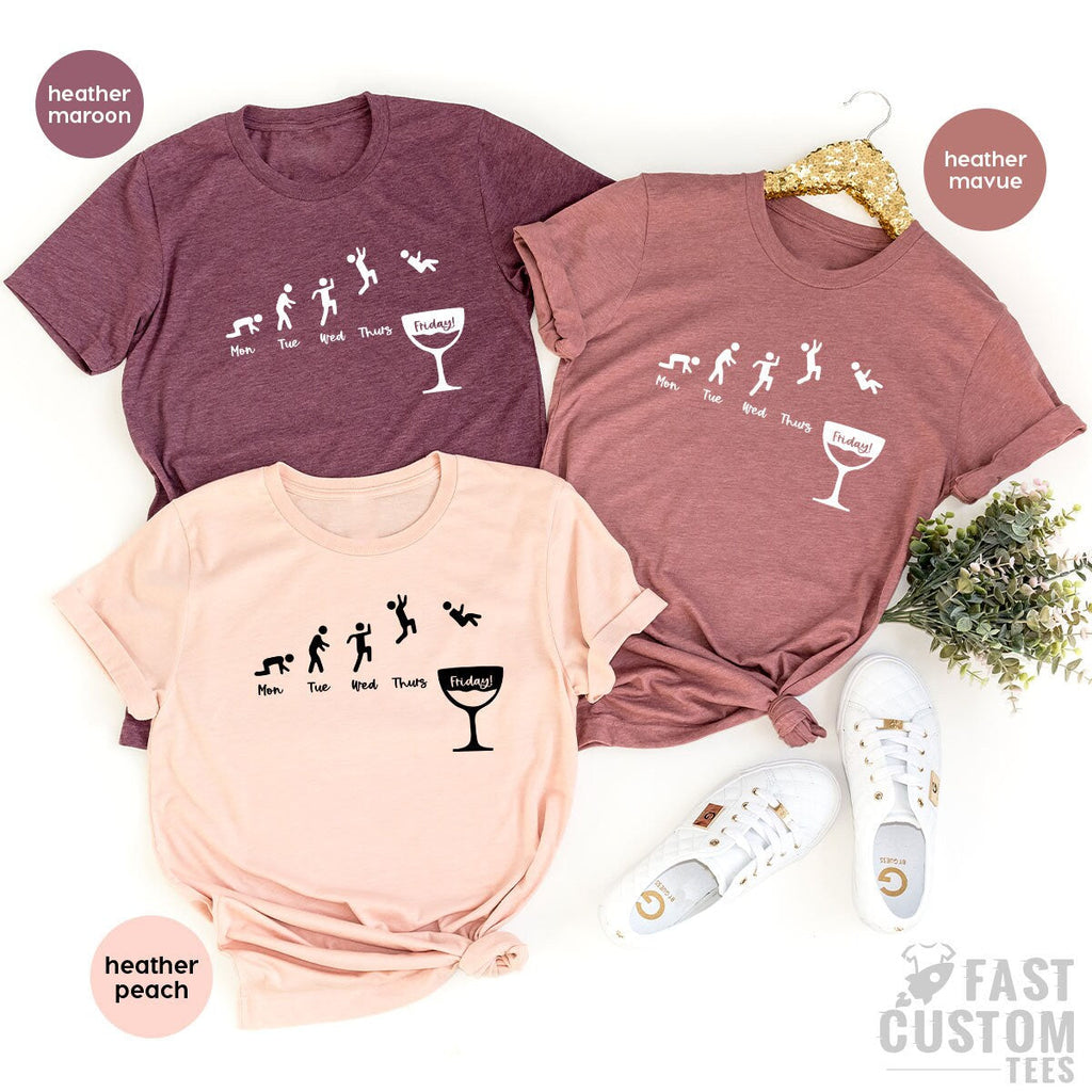 Funny Weekend Shirt, Happy Wine Lover Week Days Friday product image 3