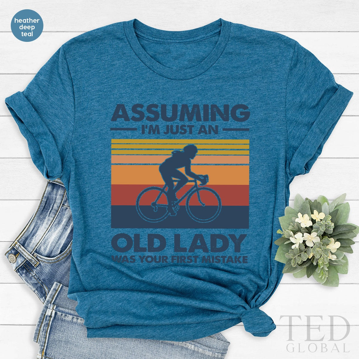Funny Female Athletes Shirt, Woman On Bike T-Shirt, Bicycle product image 1