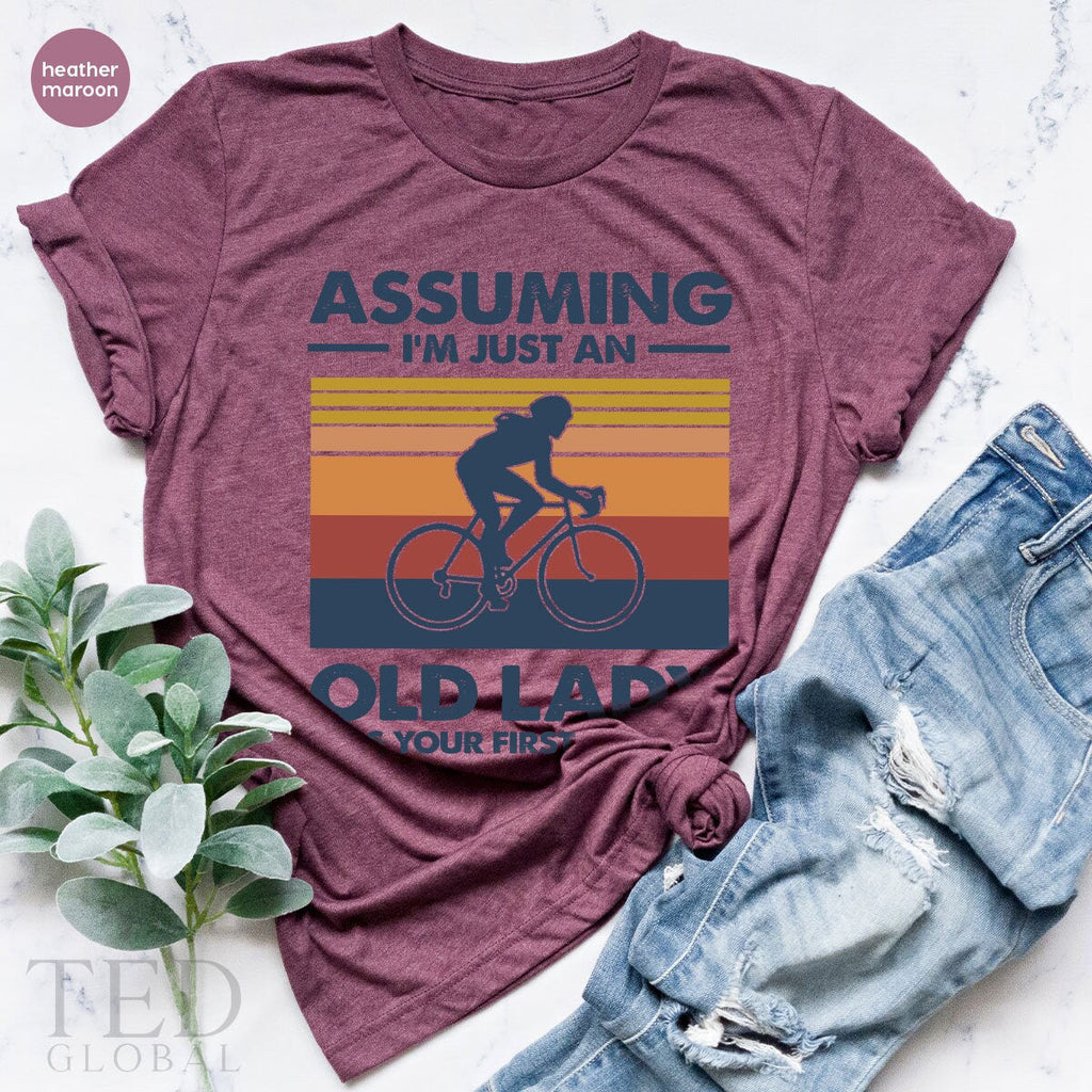 Funny Female Athletes Shirt, Woman On Bike T-Shirt, Bicycle product image 5