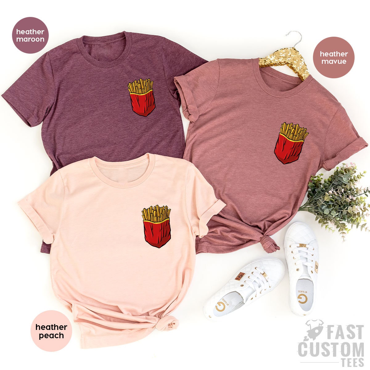 Potato Chips Shirt, French Fries Funny Pocket Print Food product image 3