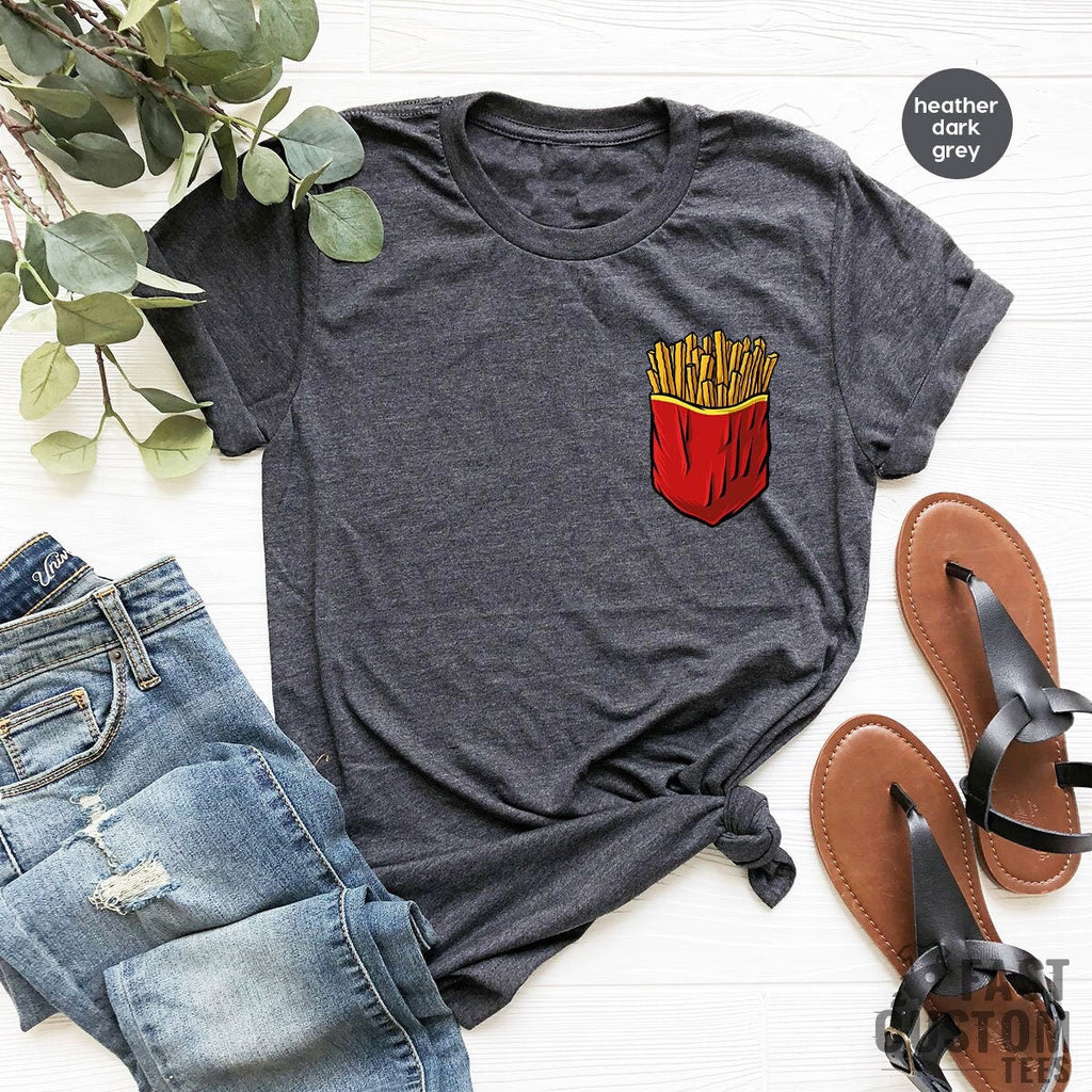 Potato Chips Shirt, French Fries Funny Pocket Print Food product image 1