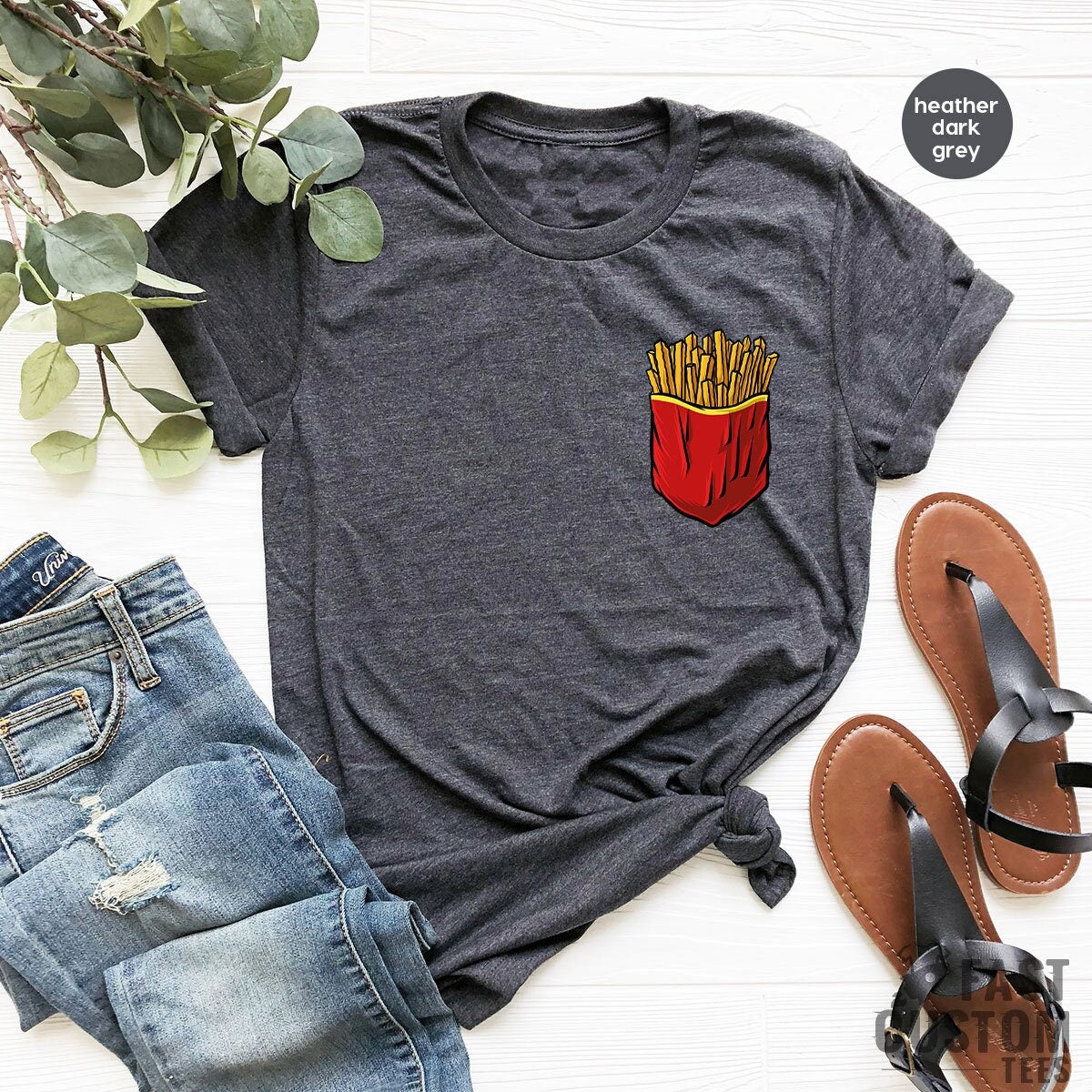 Potato Chips Shirt, French Fries Funny Pocket Print Food product image 1