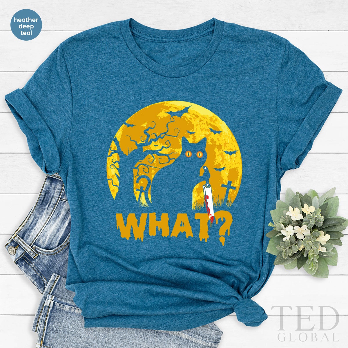 Halloween Cat Shirt, Cute T Mom T Black Shirts, Fall Tee product image 4