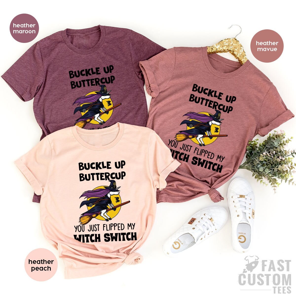 Halloween Witch Shirt, Fall T Buckle Up Buttercup You Just product image 1