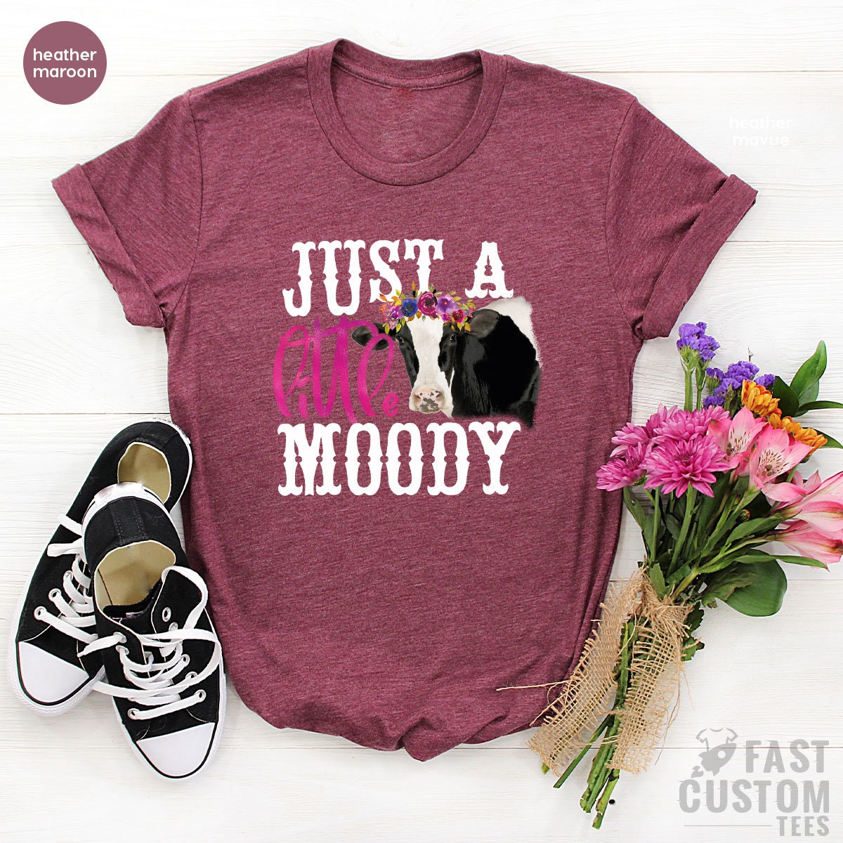 Funny Cow Shirt, Just A Little Moody T-Shirt, Gardener product image 5