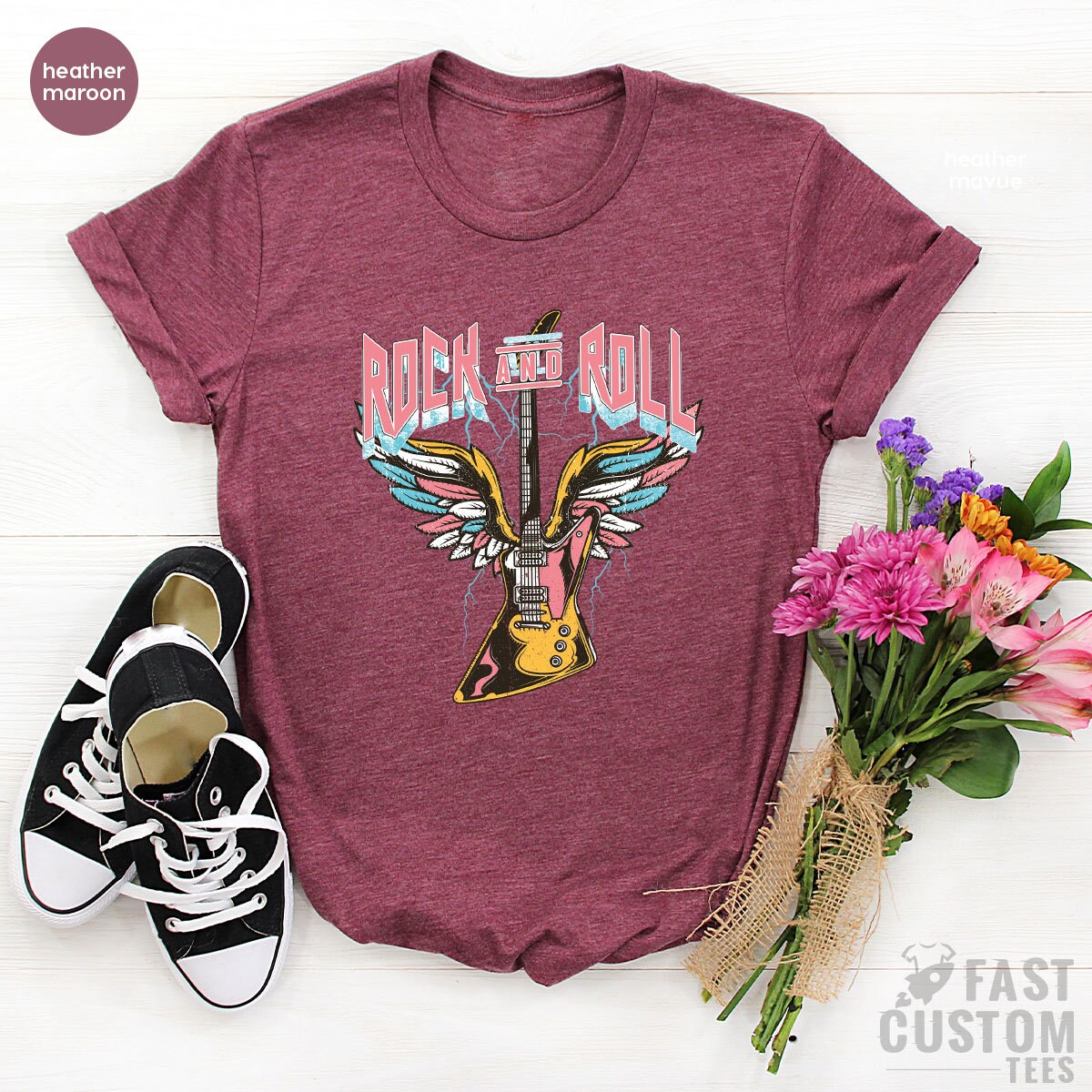 Rock And Roll Shirt, Vintage Guitar T-Shirt, Music Lover product image 2