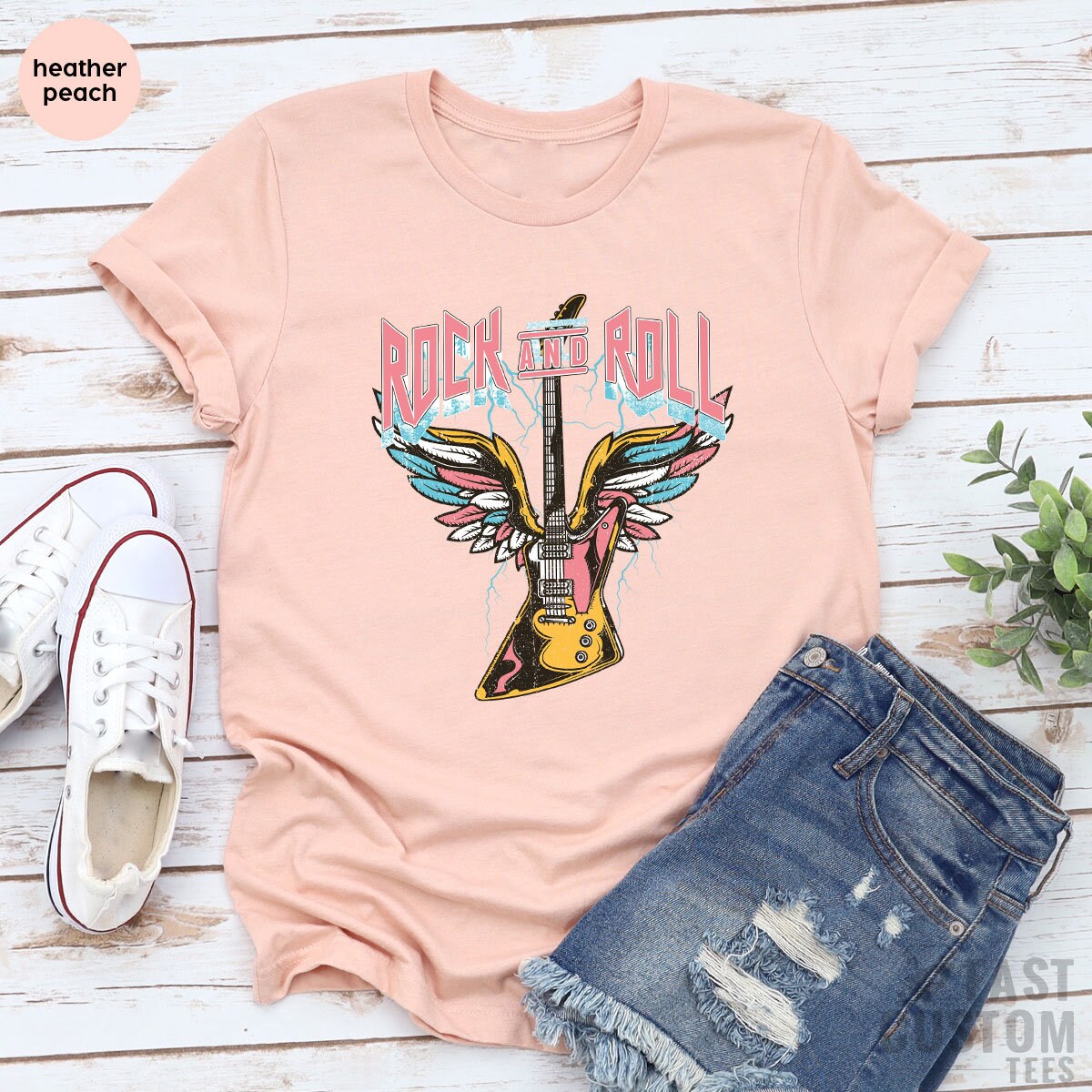 Rock And Roll Shirt, Vintage Guitar T-Shirt, Music Lover product image 4