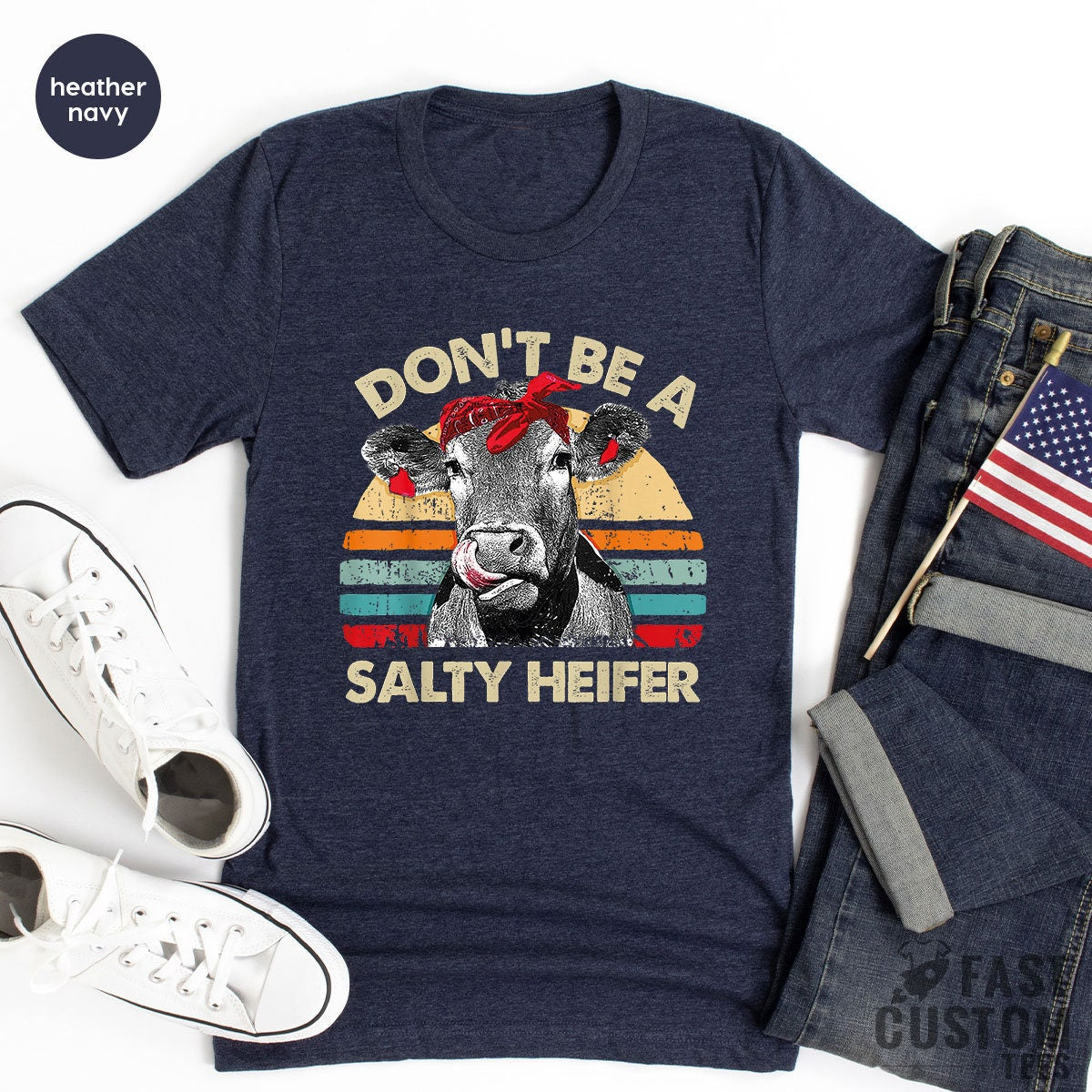 Don't Be A Salty Heifer Shirt, Sassy Cow Tshirt, Retro product image 5