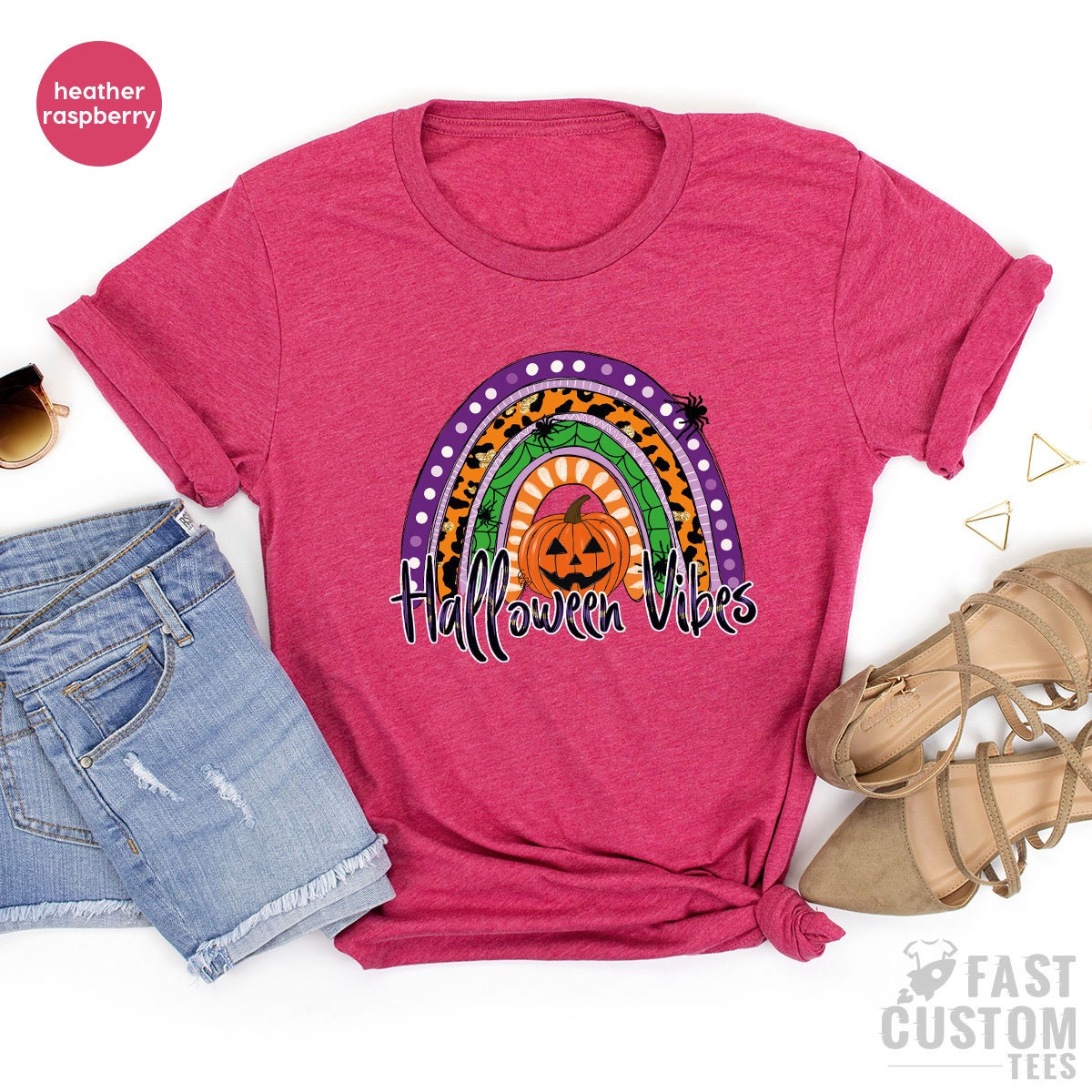 Halloween Vibes Shirt, Rainbow Fall T Spooky T-Shirt, Funny product image 5