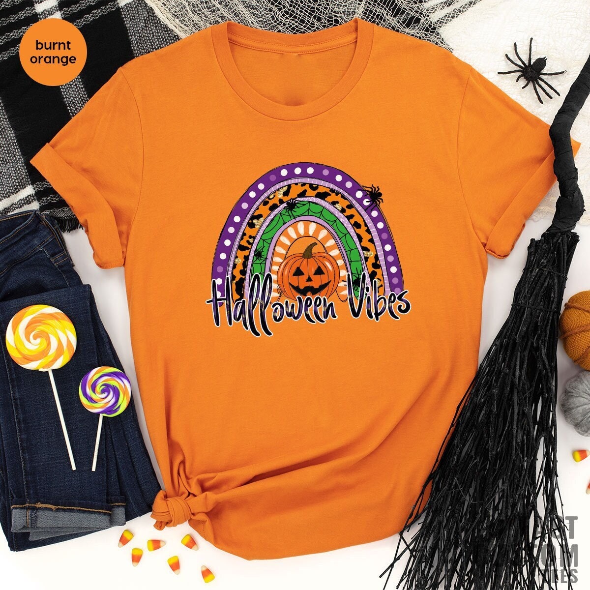 Halloween Vibes Shirt, Rainbow Fall T Spooky T-Shirt, Funny product image 4