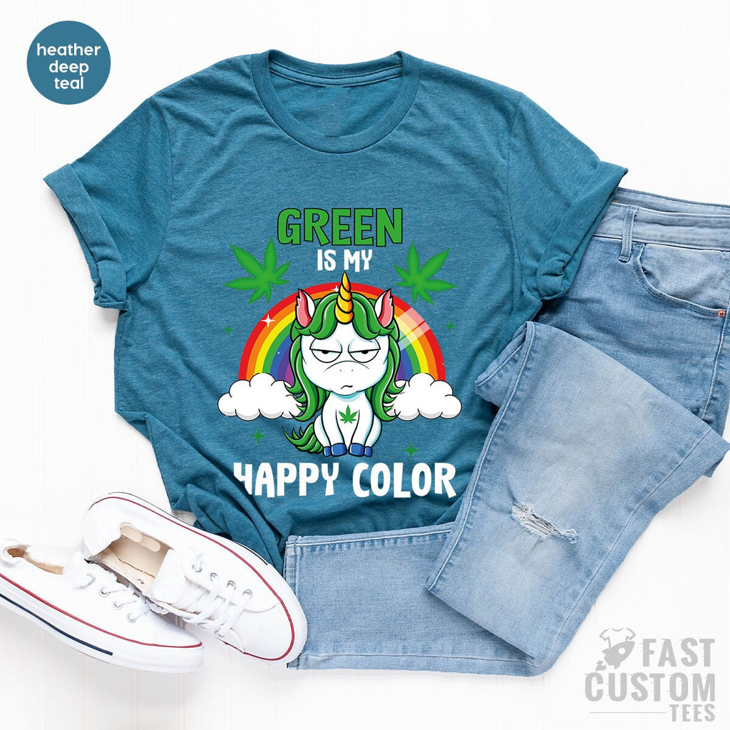 Weed Shirt, Cannabis Green Is My Happy Color Marijuana product image 5