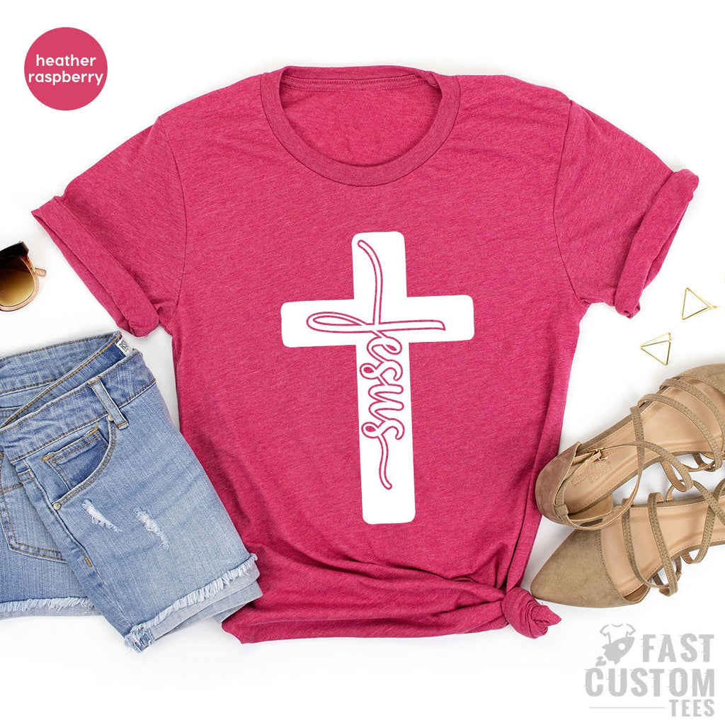 Jesus Shirt, Christian Sign Cross T-Shirt, Blessed product image 5