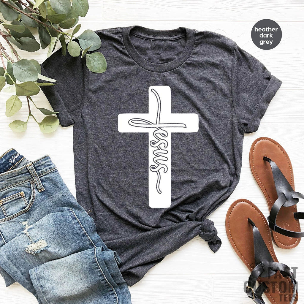 Jesus Shirt, Christian Sign Cross T-Shirt, Blessed product image 1