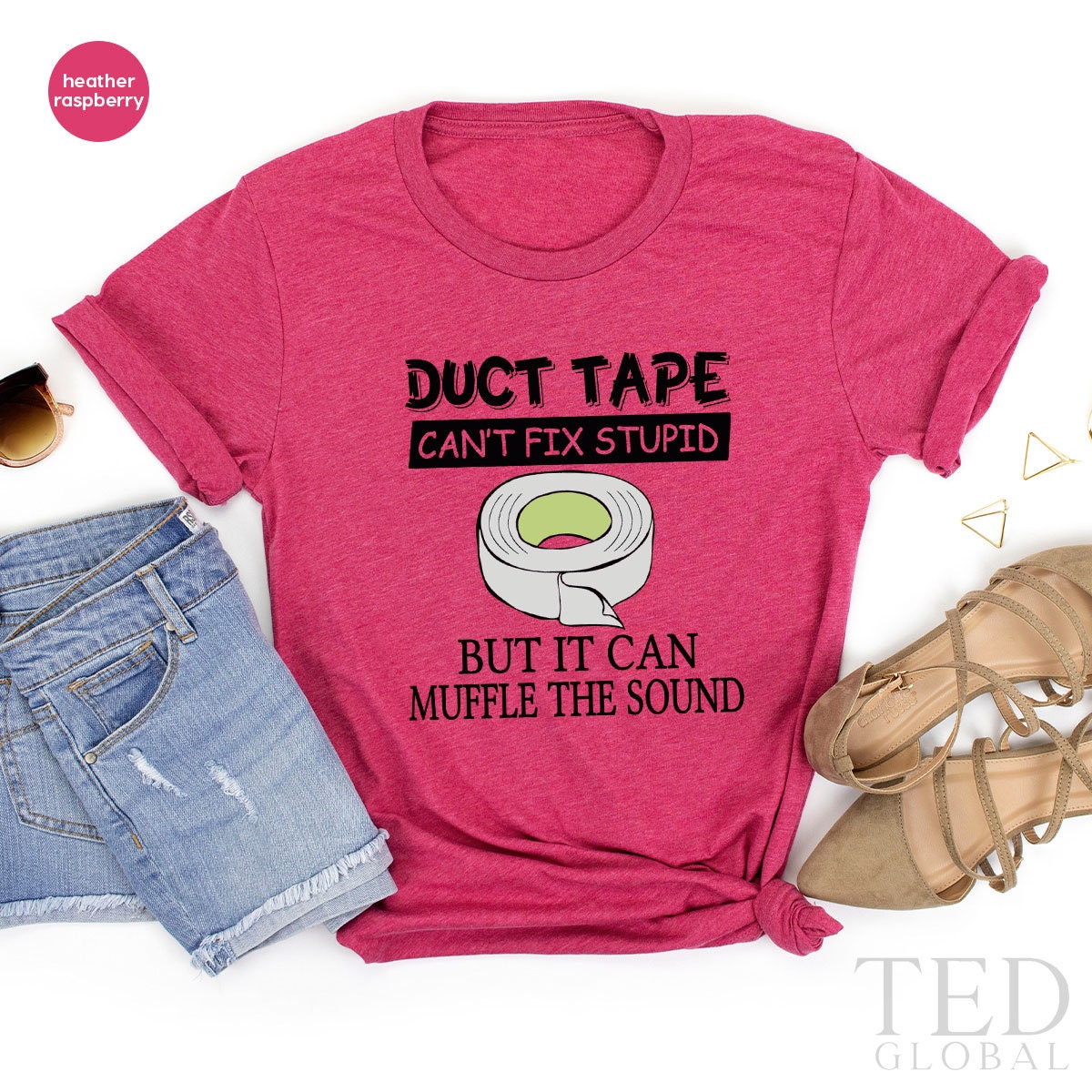 Duct Tape T Shirt, Can't Fix Stupid Shirts, Humor product image 1