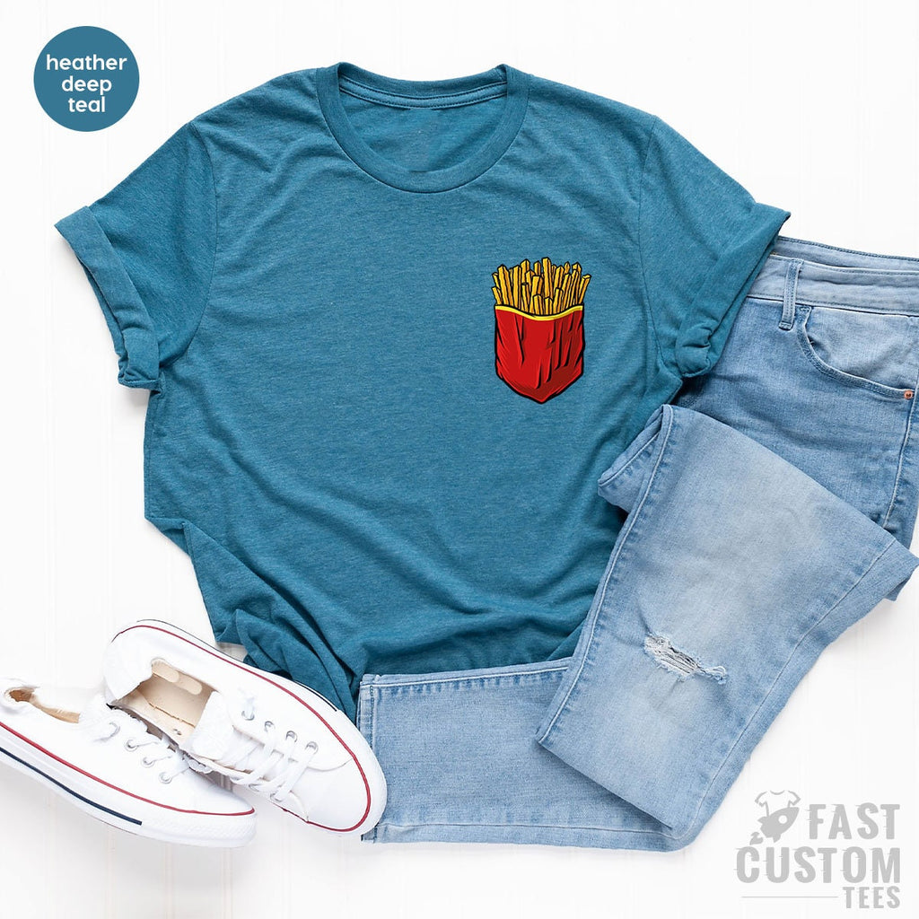 Potato Chips Shirt, French Fries Funny Pocket Print Food product image 5