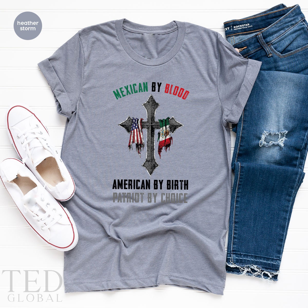 Cute Mexican Shirt, American T By Blood T By Birth Shirts product image 1
