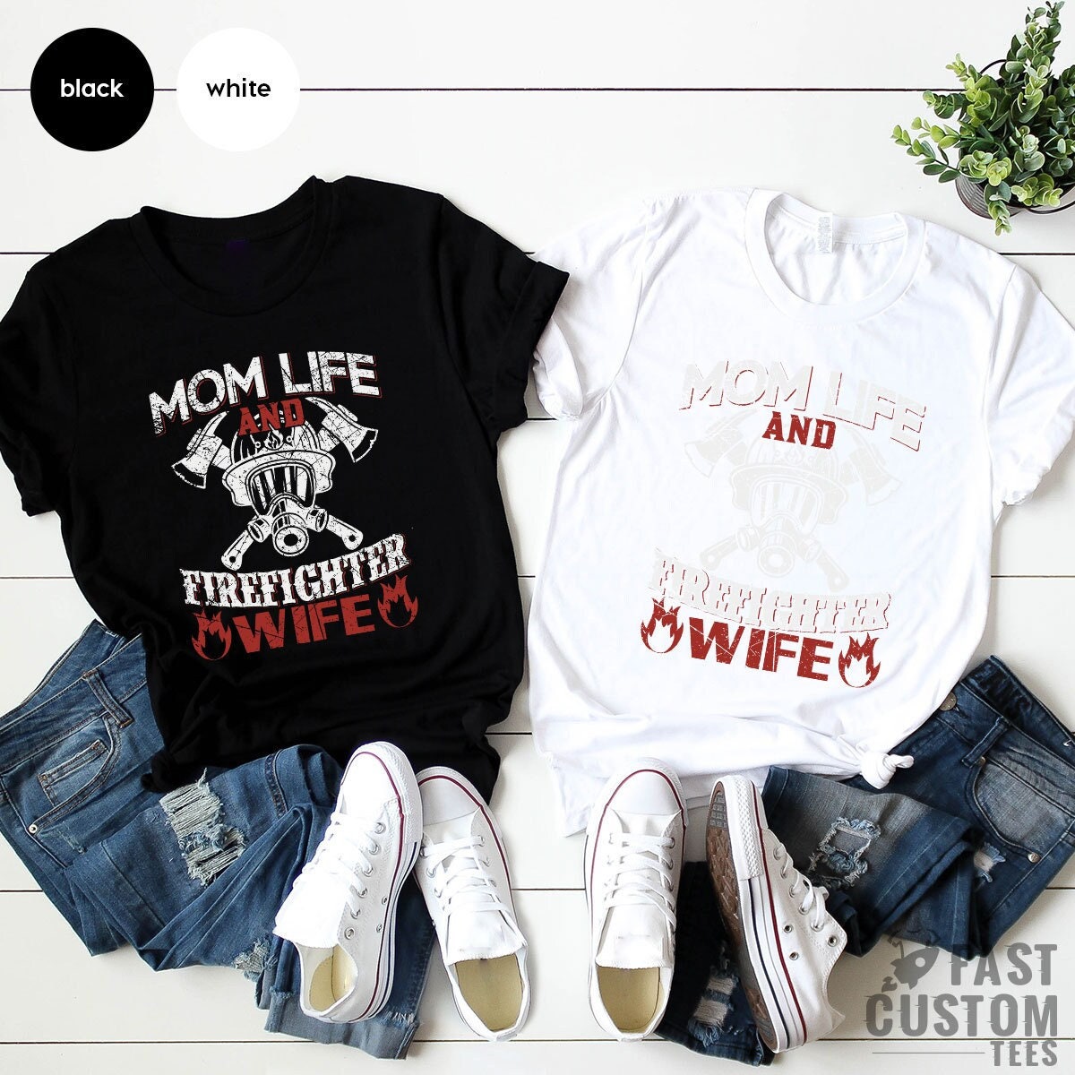 Firefighter Wife Shirt, Mom Life T of T-Shirt, Mama Tank Top product image 3
