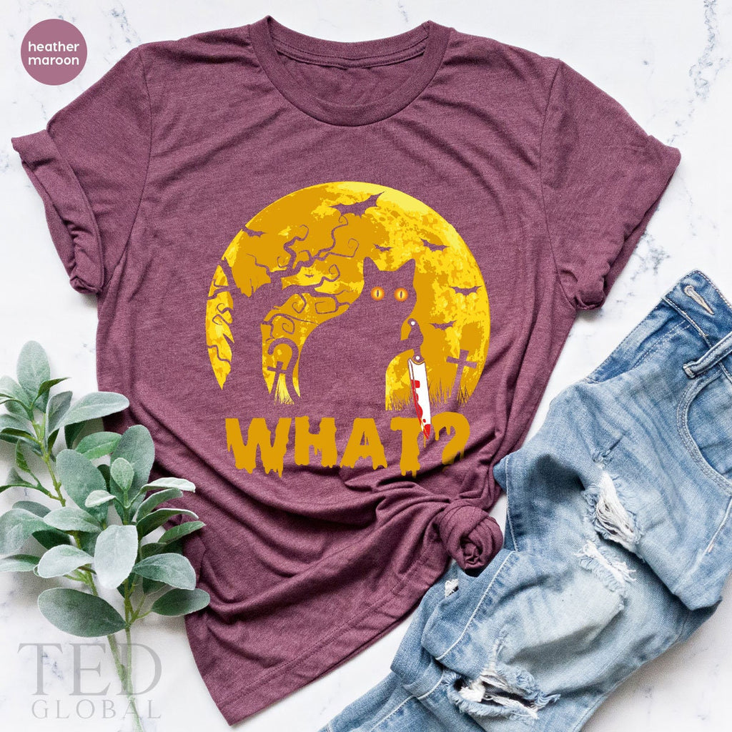 Halloween Cat Shirt, Cute T Mom T Black Shirts, Fall Tee product image 5