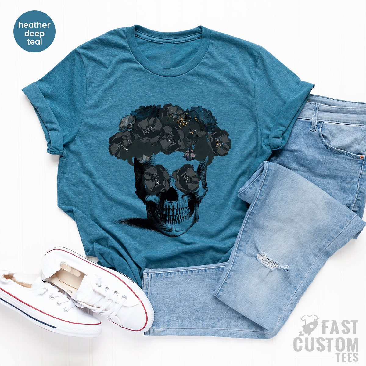 Halloween Shirt, Funny Skull Graphic T-Shirt, Gifts For product image 5