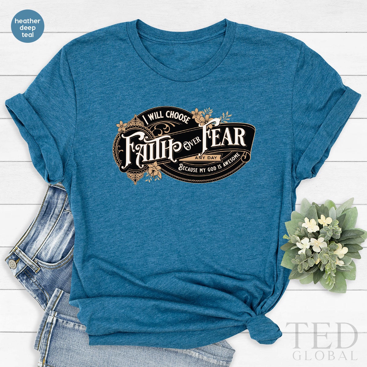 My God Is Awesome T Shirt, Inspirational Christian Tee product image 3